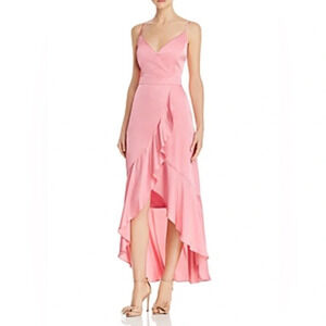 Laundry by Shelli Segal Ruffled Satin Dress In Rose Pink Size 14 NWT